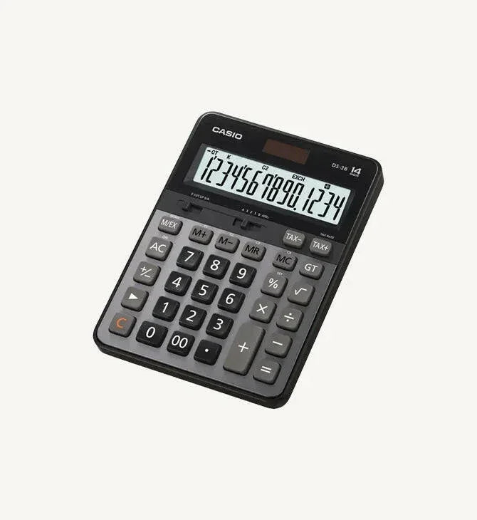 Casio DS-3B desktop calculator with 14-digit display and tax functions