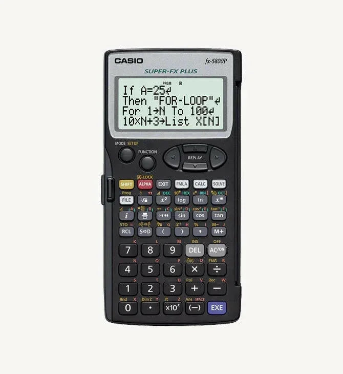Casio fx-5800P scientific calculator with programming display and function keys