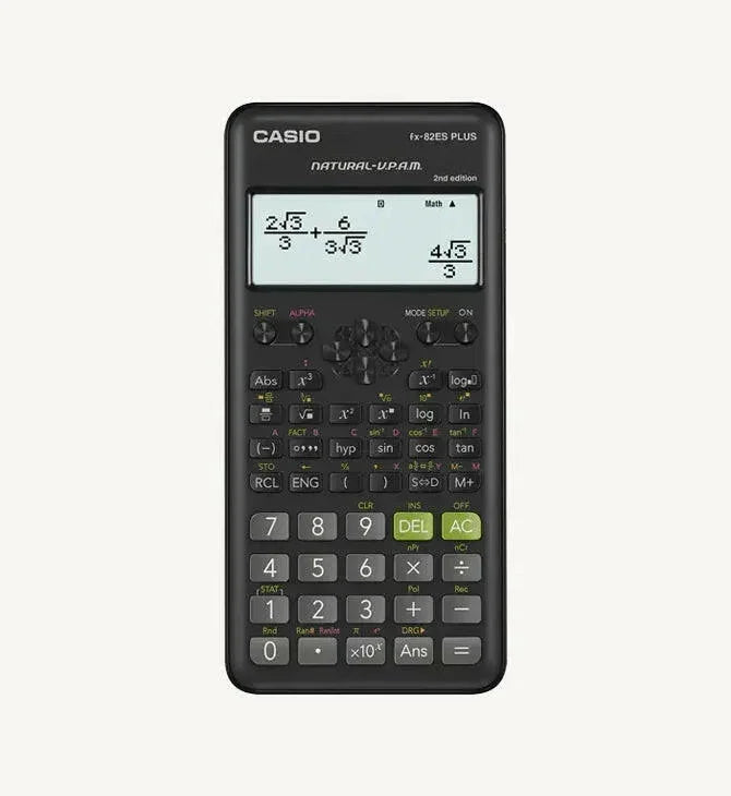 Casio fx-82ES Plus scientific calculator with Natural V.P.A.M. display and math function keys