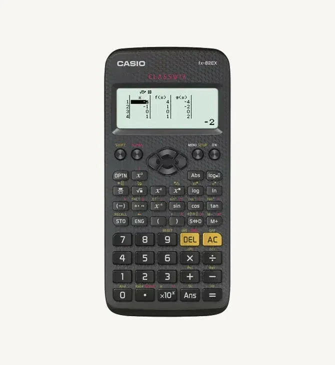Casio fx-82EX scientific calculator with multi-line display and function keys