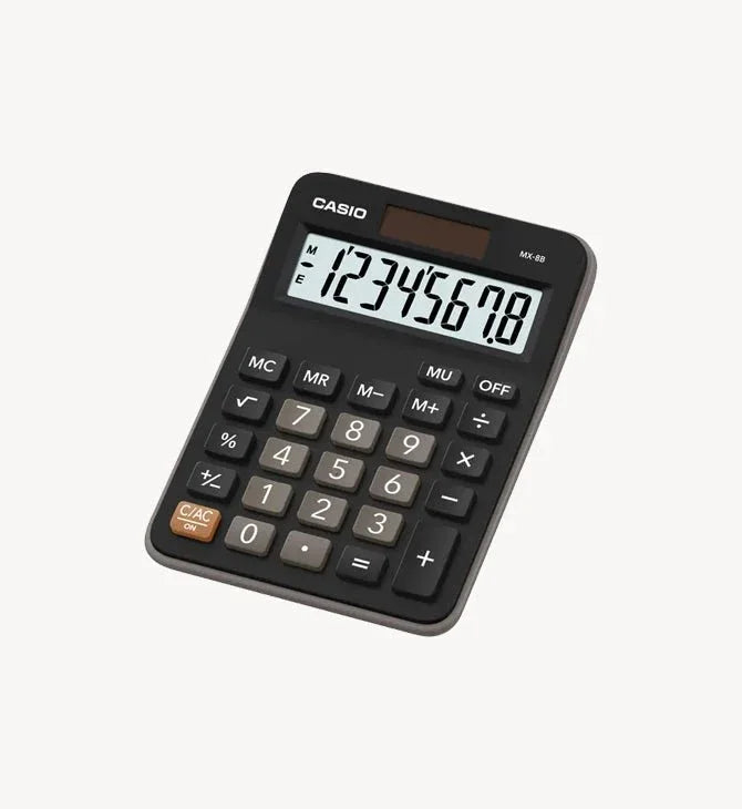 Casio MX-8B desktop calculator with large display and numeric keypad